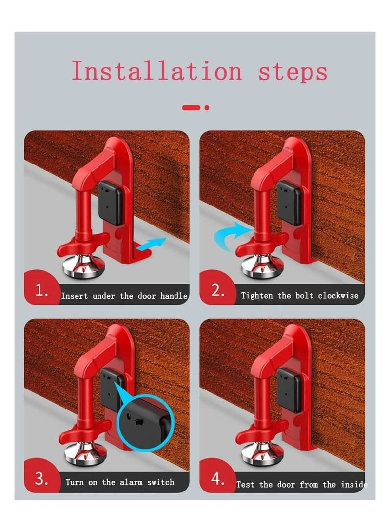 Y&D Portable Door Security Lock, Jammer, 80 Decibel Alarm Lock Stopper with 2 Extra Batteries for Travel/Apartment/Safety Self Defense/Home Hotel, Personal Protection Device - Image 5