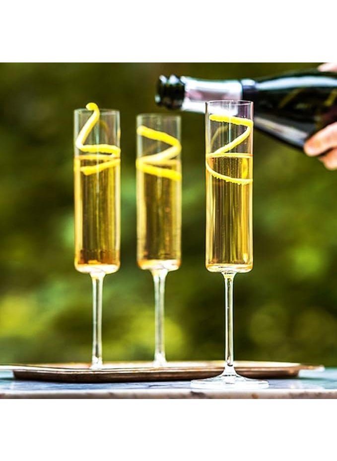 BLISS START BLISS START Crystal Champagne Flute Glasses Slim Wine Glass Set of 6 180 ml Premium Thin Rim Champagne Glass Gift for Birthday Wedding Anniversary  - Image 5