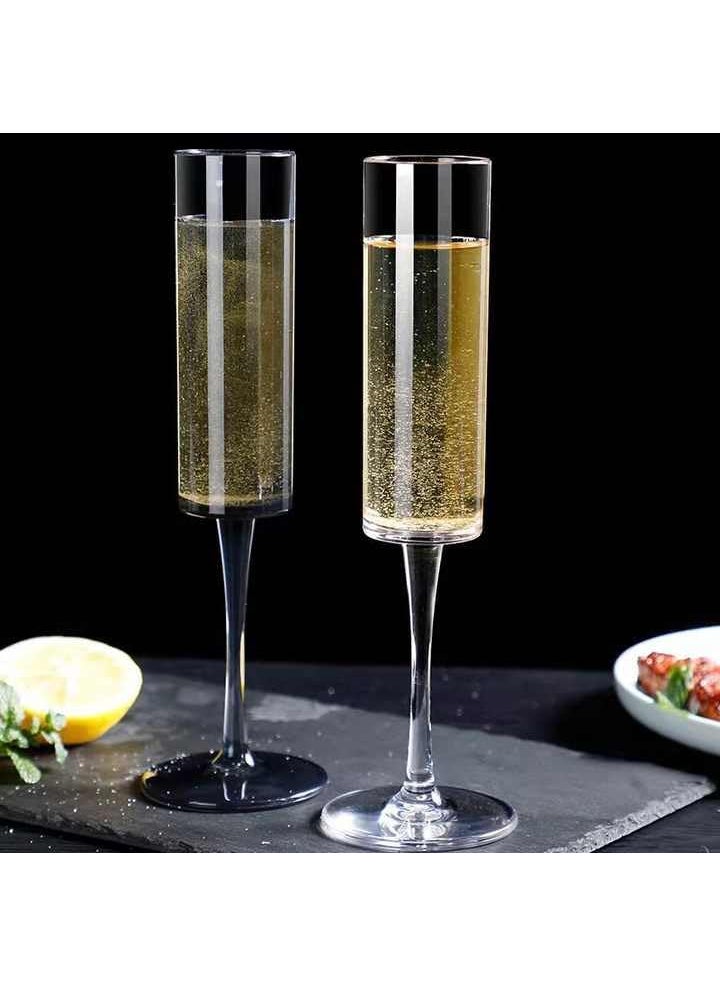 BLISS START BLISS START Crystal Champagne Flute Glasses Slim Wine Glass Set of 6 180 ml Premium Thin Rim Champagne Glass Gift for Birthday Wedding Anniversary  - Image 1
