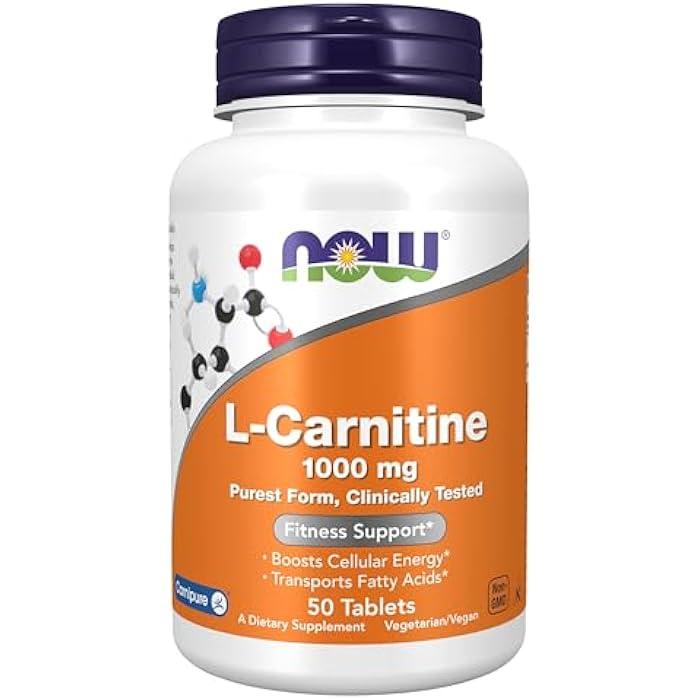 now Supplements, L-Carnitine 1,000 mg, Purest Form, Amino Acid, Fitness Support*, 50 Tablets - Image 1