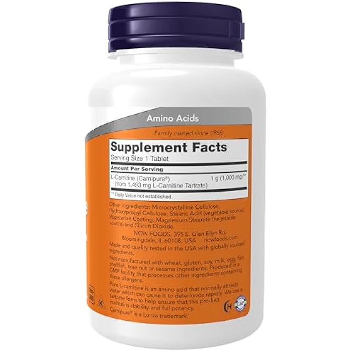 now Supplements, L-Carnitine 1,000 mg, Purest Form, Amino Acid, Fitness Support*, 50 Tablets - Image 2