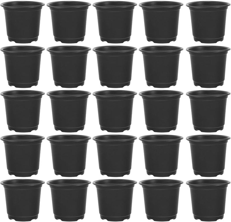 30pcs Black Plastic Nursery Pots 100mm Medium Seedling Containers for Indoor Outdoor Plant Propagation and Garden Supply - Image 1