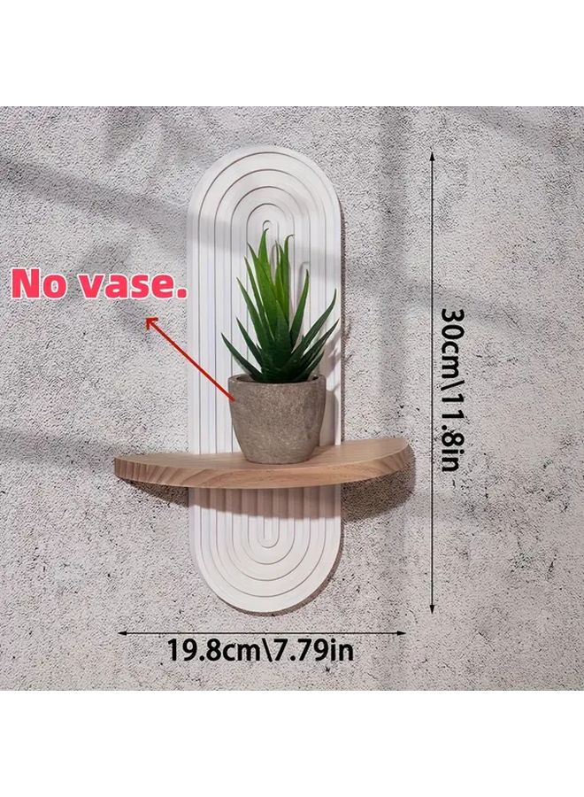 Bohemian Floating Shelf White 11.81x7.79in Wood Wall Shelf For Plants Photo Frames - Image 1