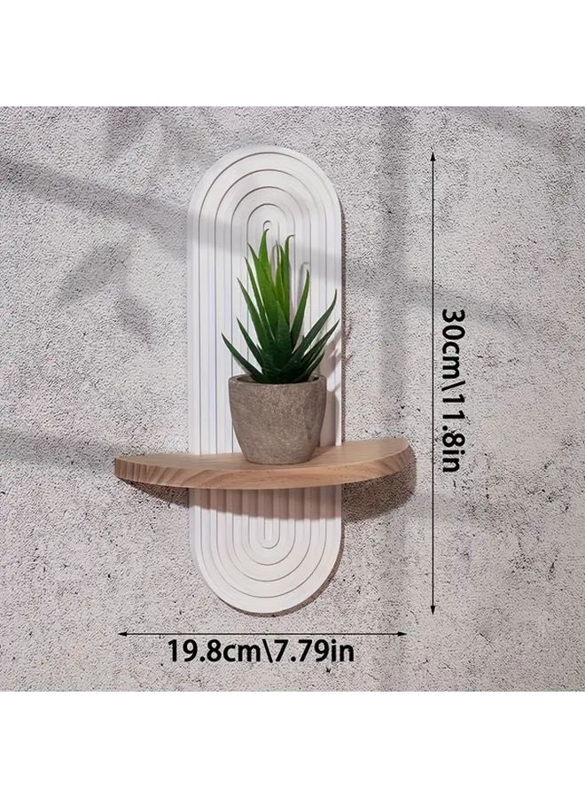 Bohemian Floating Shelf White 11.81x7.79in Wood Wall Shelf For Plants Photo Frames - Image 4