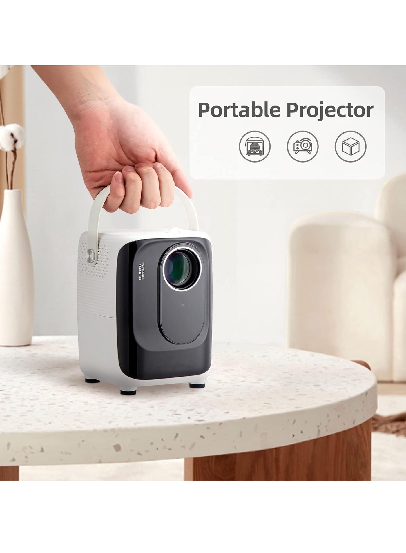 "Mini Projector S10 – 5G WiFi Portable Video Projector, 1920x1080P Smart Multimedia Projector, 8000 Lumens, Bluetooth Home Theater Cinema Projector with Bluetooth/WiFi/USB/SD Card Support (White)"