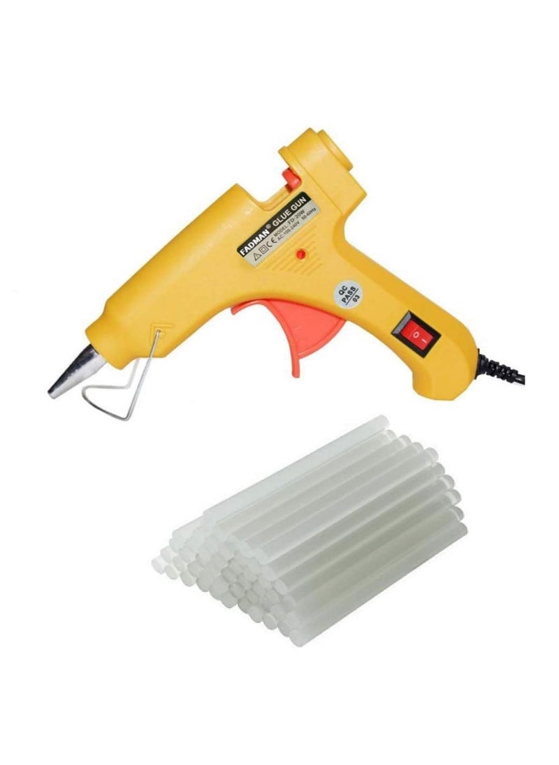 Fadman Fadman Electric 20W Yellow Mini Hot Melt Glue Gun With 28 Pcs Hot Melt Glue Stick Standard Temperature Corded Glue Gun 7 mm  - Image 1