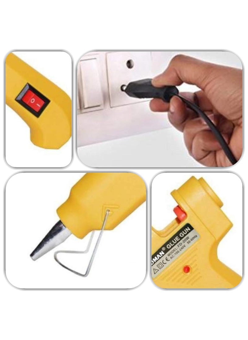 Fadman Fadman Electric 20W Yellow Mini Hot Melt Glue Gun With 28 Pcs Hot Melt Glue Stick Standard Temperature Corded Glue Gun 7 mm  - Image 4