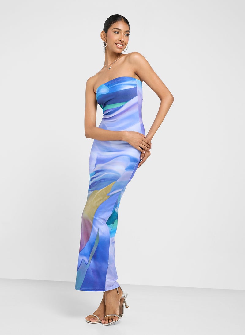 Ginger Abstract Strapless Dress - Image 1