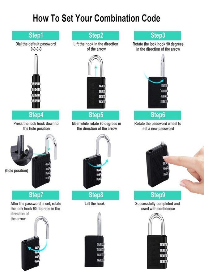 Hellaro 4-Digit Safe Painted PIN Hand Bag Shaped Combination Padlock Lock (Silver, Colour May Vary, 79 x 40 x 18mm) - Image 4