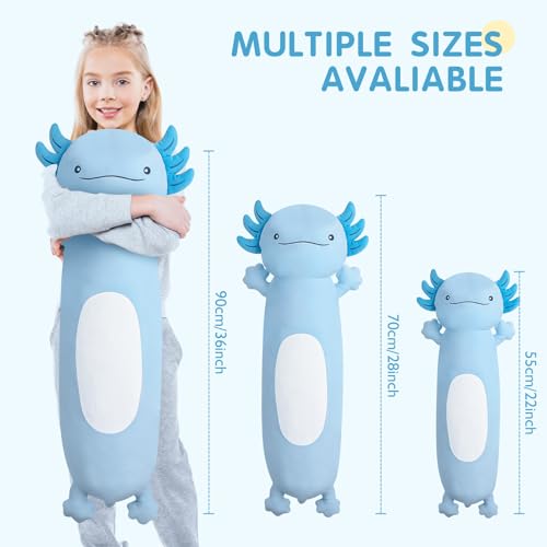 Dalmao 22 inch Cute Giant Blue Axolotl Plush Soft Body Pillow Large Axolotl Stuffed Animals Toy Squishy Plushies Gifts for Kids Boys Girls Birthday - Image 5