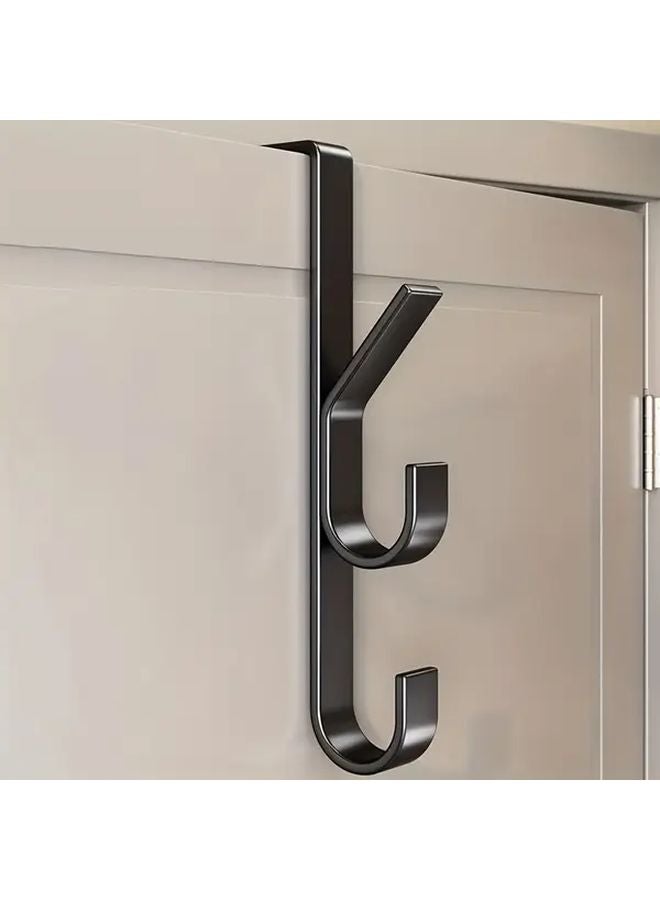 خطافات بيضاء ثقيلة الاستخدام فوق الباب بدون حفر منظف مثبت على الحائط للمعاطف والحقائب والقبعات - Image 4