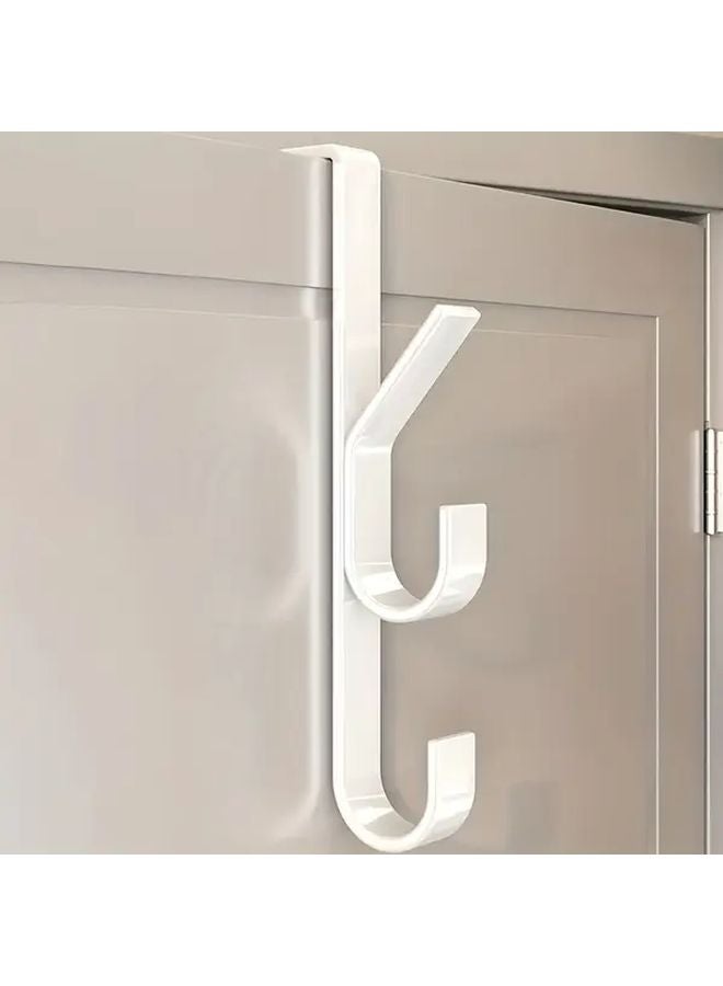 خطافات بيضاء ثقيلة الاستخدام فوق الباب بدون حفر منظف مثبت على الحائط للمعاطف والحقائب والقبعات - Image 3