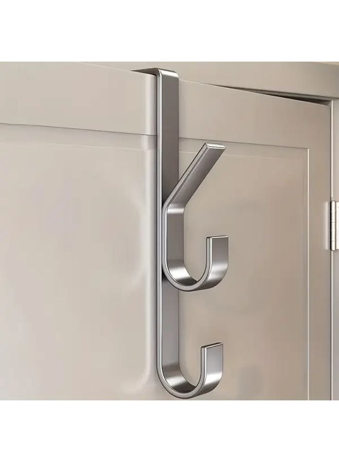 خطافات بيضاء ثقيلة الاستخدام فوق الباب بدون حفر منظف مثبت على الحائط للمعاطف والحقائب والقبعات - Image 2