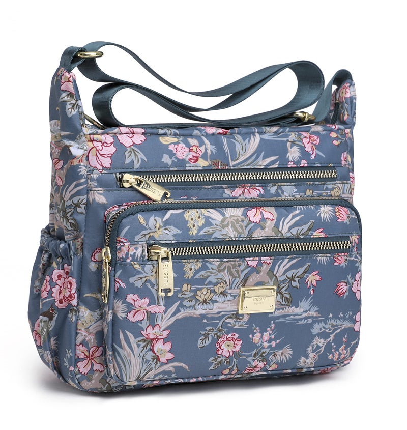 Pealwel Women Shoulder Handbag Roomy Multiple Pockets Bag Ladies Crossbody Purse Tote Top Handle Satchel(SS-Floral) - Image 3