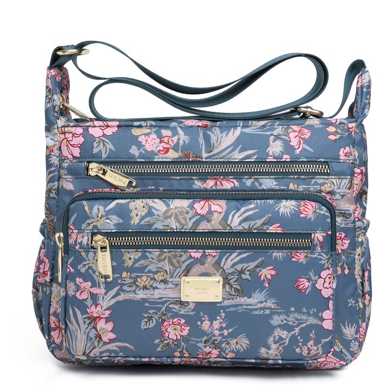 Pealwel Women Shoulder Handbag Roomy Multiple Pockets Bag Ladies Crossbody Purse Tote Top Handle Satchel(SS-Floral) - Image 1