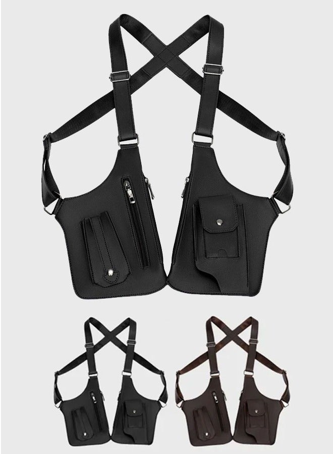 Versatile and casual multifunctional underarm bag with vintage crossbody fashion leather chest bag  - Image 4