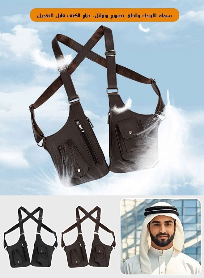 Versatile and casual multifunctional underarm bag with vintage crossbody fashion leather chest bag  - Image 5