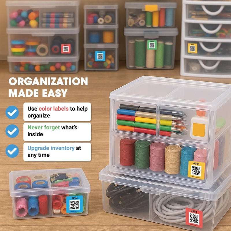Smart Labels SmartLabels | Small QR Code Stickers | Mini 1.5 x 1.5 inch QR Code Labels | Made in The USA | Multicolor Pack for Easy Inventory Management, Organization, and Packing Labels for Moving (Pack of 48) - Image 5