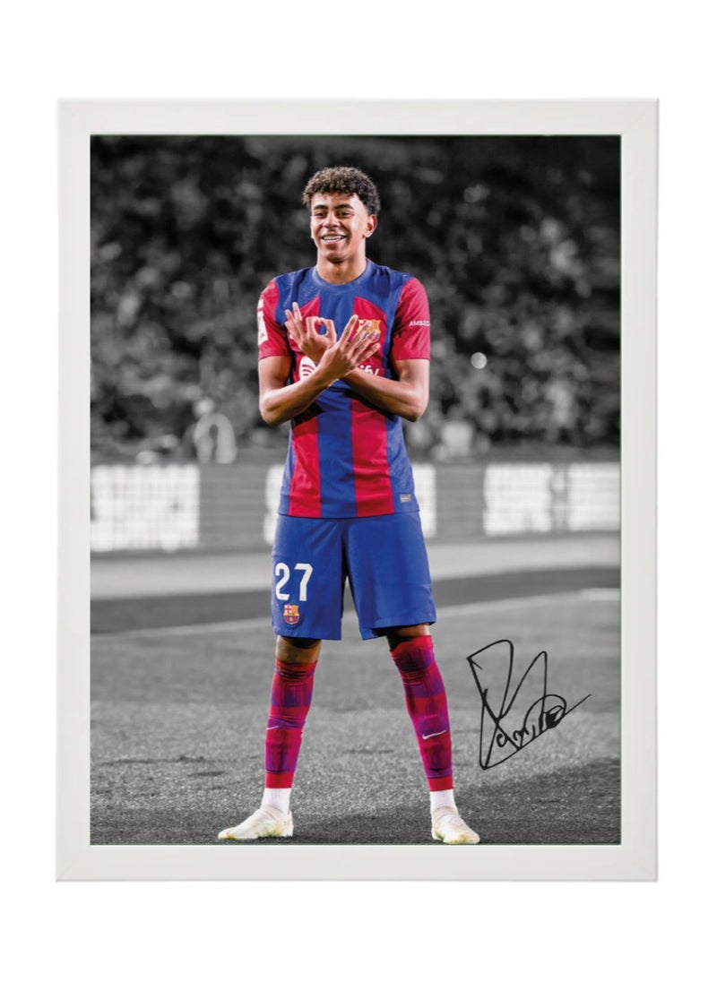 Boomah Accessories Lamine Yamal Barcelona Autographed Framed Poster 30x40cm - Football Memorabilia, Soccer Collectible, Gift for Fans 