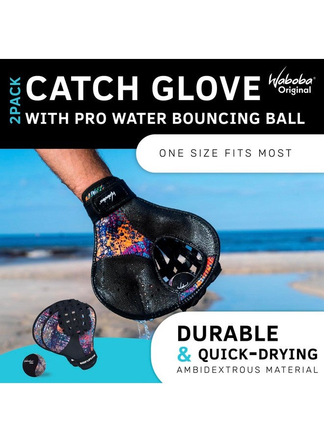 Waboba Catch Water Gloves Pro Water Bouncing Ball Set - for Beach Games & Swimming Pool Toys - 2 Baseball Style Mitts for Catching Water Balls - One Size Ambidextrous Design - Image 2