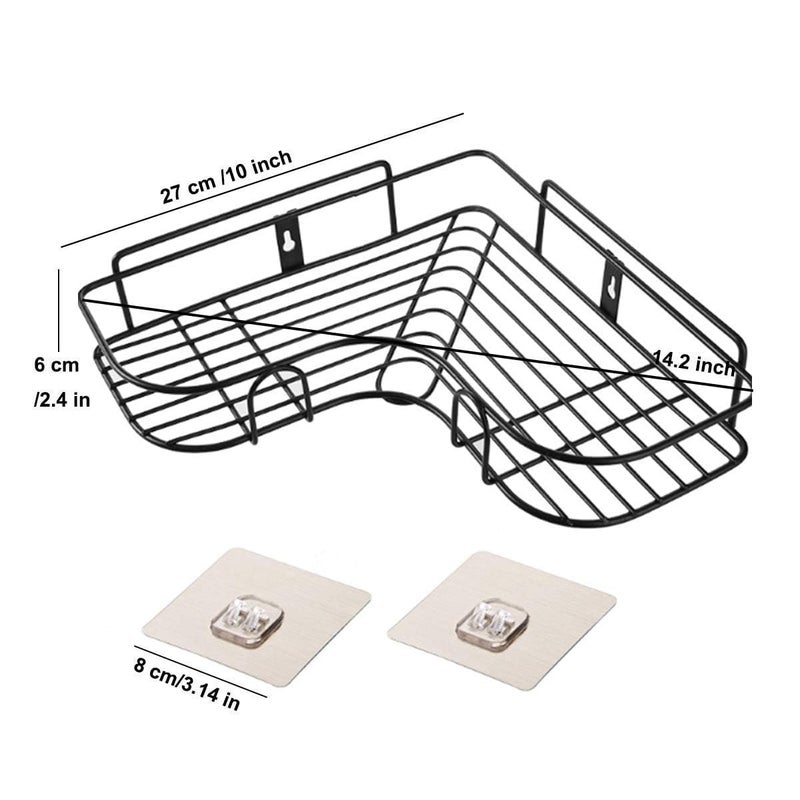 Caspira GI Metal BathroomKitchen Corner Storage Organiser Self Adhesive Wall Mounted Rack No Drilling Required Pack of 1 Black - Image 3