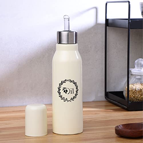 dudki Stainless Steel Oil Dispenser 750 ML Bottle Leakproof | Oil Nozzle Dropper | oil containers for kitchen,Home, Cooking, Café, Restaurant (IVORY) - Image 1
