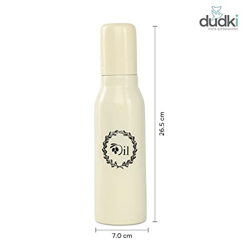 dudki Stainless Steel Oil Dispenser 750 ML Bottle Leakproof | Oil Nozzle Dropper | oil containers for kitchen,Home, Cooking, Café, Restaurant (IVORY) - Image 2