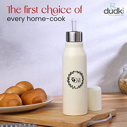 dudki Stainless Steel Oil Dispenser 750 ML Bottle Leakproof | Oil Nozzle Dropper | oil containers for kitchen,Home, Cooking, Café, Restaurant (IVORY) - Image 4
