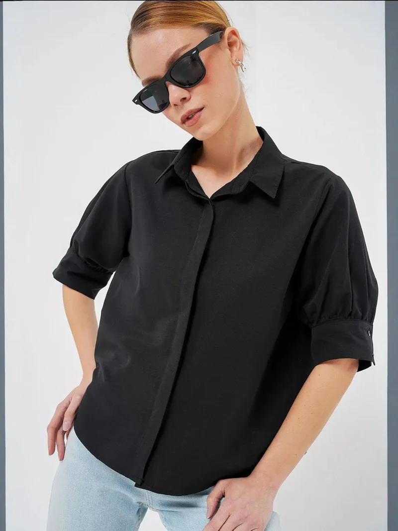 بيغ دارت قميص بوبلين بأزرار وياقة قميص