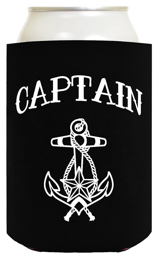 ThisWear Captain First Mate Gifts For Couples Captain And First Mate Nautical Sailing 2 Pack Standard Size Can Coolers Black Magenta - Image 2