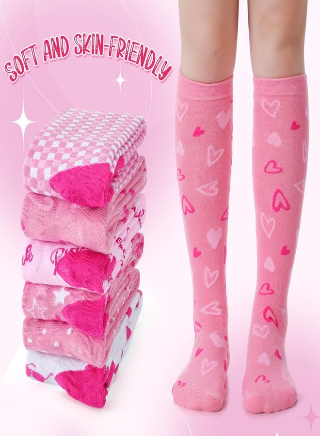 Chuarry 6 Pairs Pink Knee High Socks for Women Girls Cute Athletic Long Calf Tube Socks for Birthday Coquette Preppy Gifts - Image 5