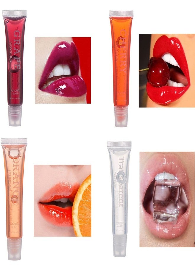 Joyeee 6Pcs Lip Glow Oil Wet, Hydrating Candy Lip Gloss Flavoring Oil Kit, Transparent Clear, Pink Peach, Nude Orange, Red Strawberry, Candy Grape Lip Gloss Lip Tinted Oil Color for Teen Girls - Image 4