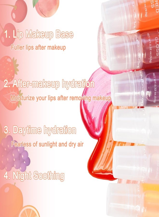 Joyeee 6Pcs Lip Glow Oil Wet, Hydrating Candy Lip Gloss Flavoring Oil Kit, Transparent Clear, Pink Peach, Nude Orange, Red Strawberry, Candy Grape Lip Gloss Lip Tinted Oil Color for Teen Girls - Image 3
