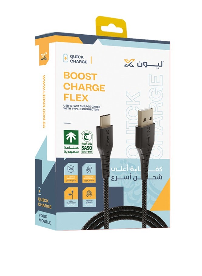 Lionx Type C Cloth Charging Cable 1 Meter Supports Fast Charging From LionX - Image 1