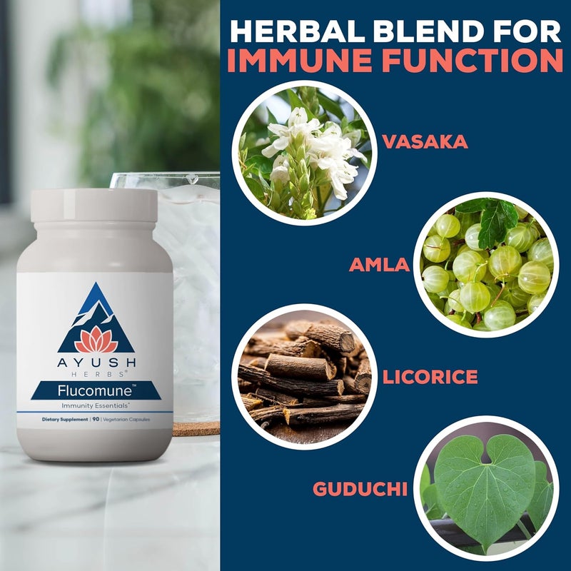 Ayush Herbs Flucomune - All-Natural Ayurvedic Herbal Supplement for Healthy Lung & Nasal Function, 90 Vegetarian Capsules - Image 4