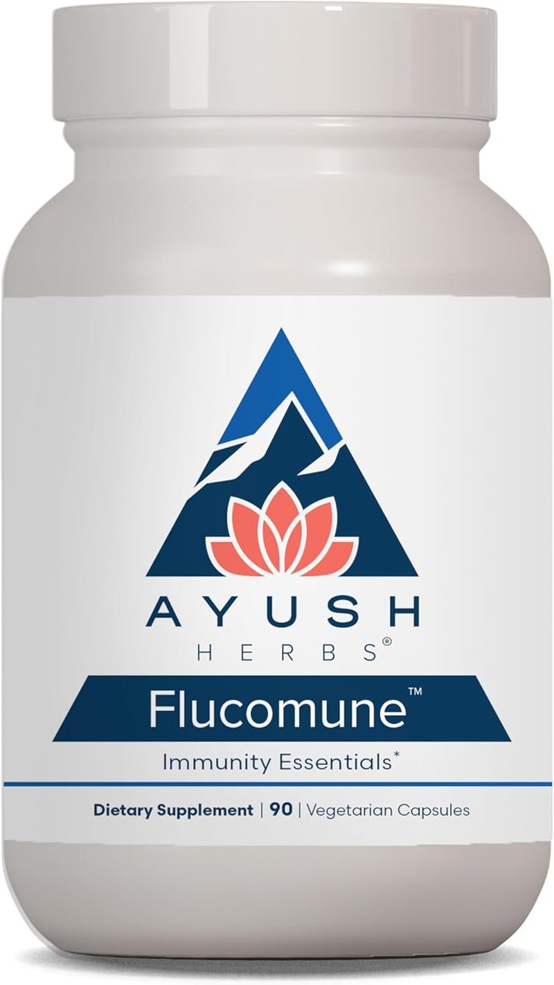 Ayush Herbs Flucomune - All-Natural Ayurvedic Herbal Supplement for Healthy Lung & Nasal Function, 90 Vegetarian Capsules - Image 1