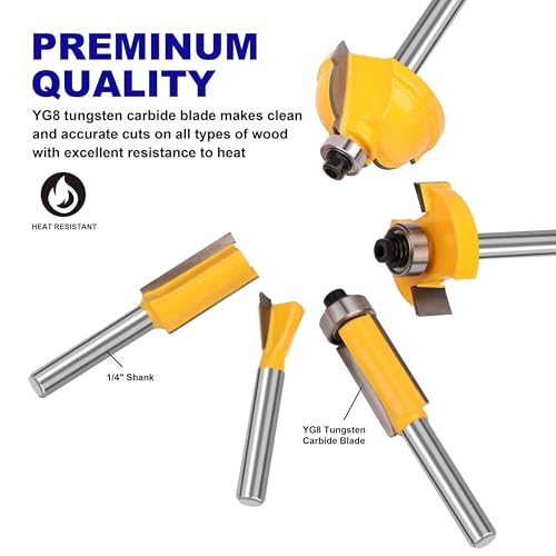 PLATINUMEDGE Router Bits Set, Tungsten Carbide Router Bits Set 1/4 Shank, Router Bit Kit for DIY, Woodworking Project, 35 Piece Set with Premium Aluminum Carry Storage Case - Image 4