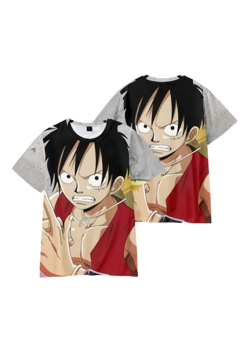 KUYING New One Piece Print Loose Round Neck Short Sleeved Shirt  - Image 1