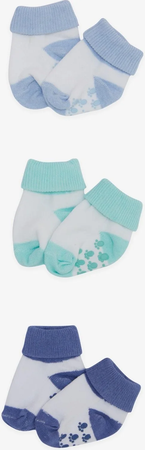 ميني دالما Mini Drop Baby Boy Newborn Socks 2 Colors 3 Pieces 0-3 Months, Mixed Colors