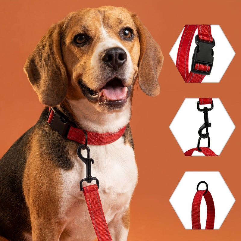 Brown Nylon Dog Collar And Leash 2pcs Set Medium Size Universal For Small Medium Large Breeds No Pull Neck Friendly Walking Kit Easy To Clean Low Maintenance - Image 3