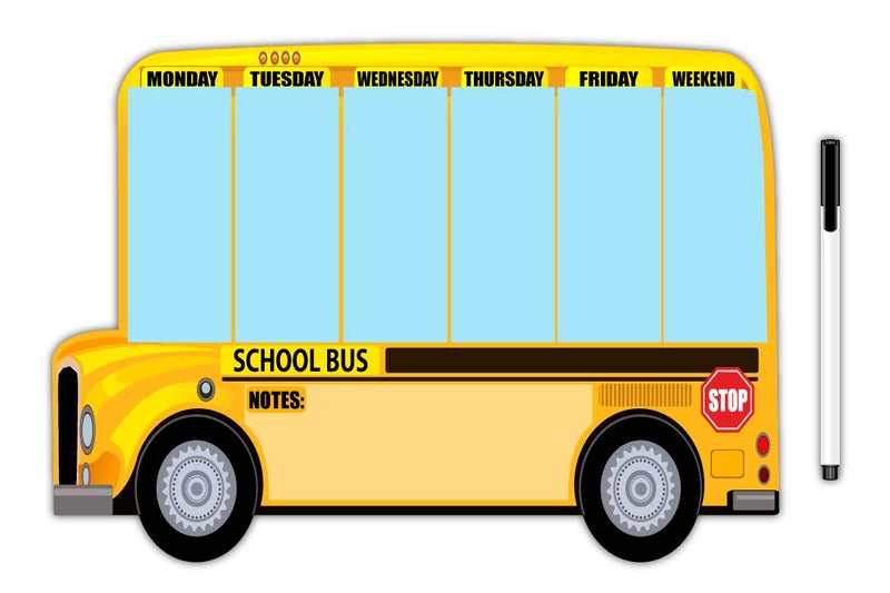 Nourish School Bus Magnetic Whiteboard with Marker - 9x12 Inches - Image 1