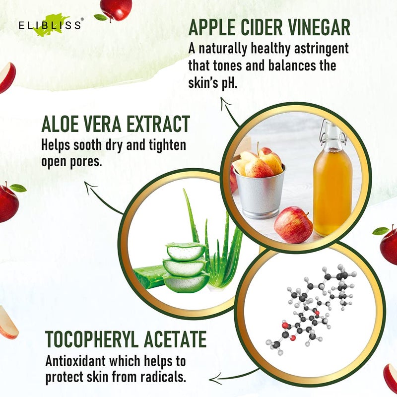 Elibliss Apple Cider Vinegar Foaming Face Wash with Built-in Brush for Deep Cleansing, Skin Brightening with Aloe Vera Extract, Vitamin B5 & E - 150ml - Image 3