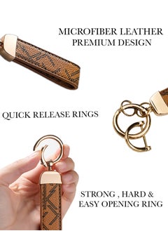 KeyAmor Elegant metal and leather keychain car key holder for adults. Stylish keychain with golden rings, perfect for women, featuring 3 key rings for added functionality. Made with elegant and refined light brown leather, it offers 360-degree rotation for convenience and comes beautifully packaged in a fancy gift box, making it an excellent accessory or gift choice.  - Image 5
