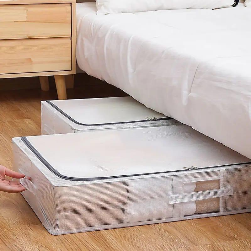 Jumbo-sized fabric storage bag with a metal frame