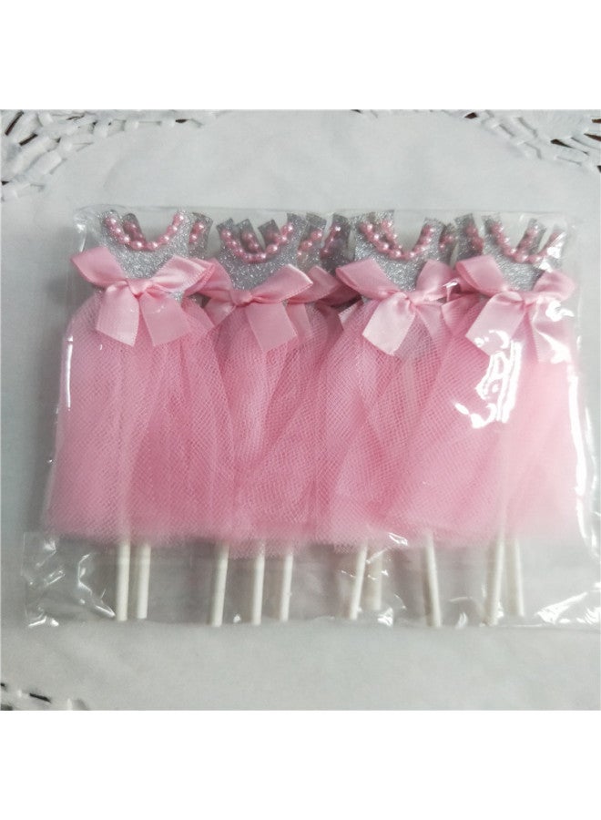 Cake Decoration Card-inserting Pearl Princess Yarn Dress Baby Pink Dress Wedding Birthday Party Baking Plug-in 1 Pack-Specifications:Pearl Silver Pink Skirt Pink Skirt (T-shirt) ]  - Image 5