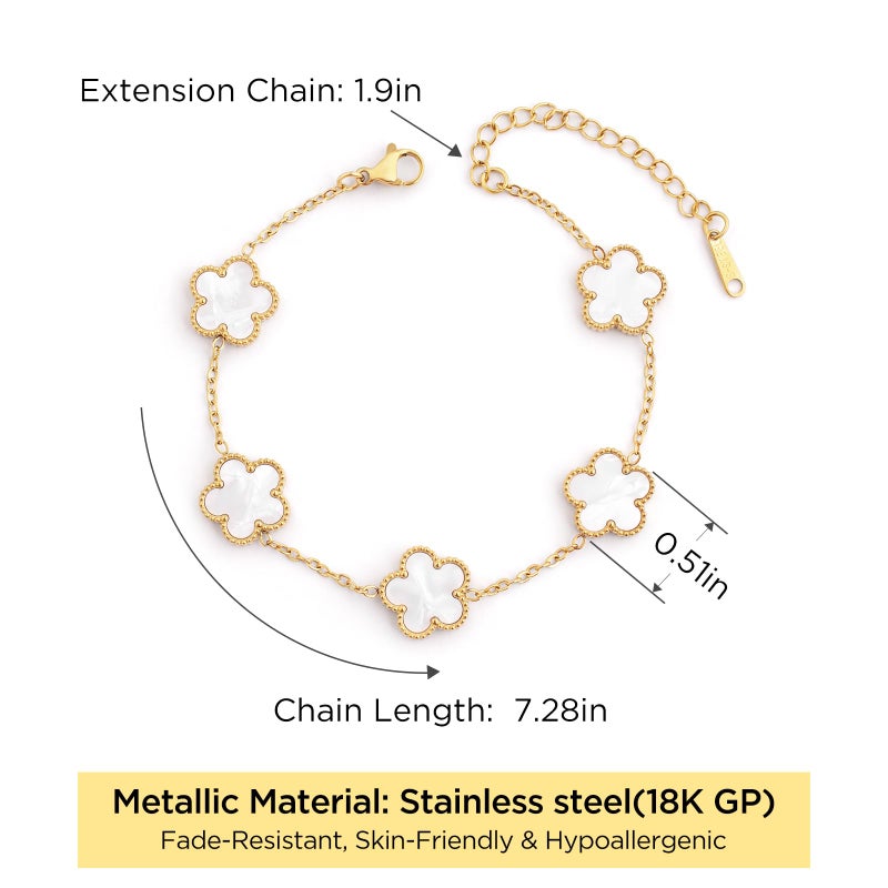 ZZLTAWS (Skin-Friendly&Fade-Resistant) 18K Gold Plated Bracelets Set for Women (Double Sided) Four Leaf Clover Cute Trendy Lucky Bracelet (Adjustable) Gold Jewelry for Women Birthdays Holidays Gifts 3pcs - Image 2
