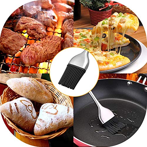 P-Plus International Silicone Basting Brush Set,Stainless Steel Basting Brush with Silicone Bristles Kitchen Oil Brush Oil Brush for Dosa Tawa Pastry Brush (Pack 1(12 inch)) - Image 2