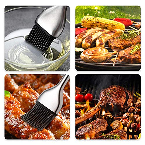 P-Plus International Silicone Basting Brush Set,Stainless Steel Basting Brush with Silicone Bristles Kitchen Oil Brush Oil Brush for Dosa Tawa Pastry Brush (Pack 1(12 inch)) - Image 4