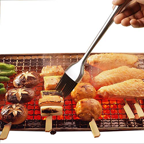 P-Plus International Silicone Basting Brush Set,Stainless Steel Basting Brush with Silicone Bristles Kitchen Oil Brush Oil Brush for Dosa Tawa Pastry Brush (Pack 1(12 inch)) - Image 1