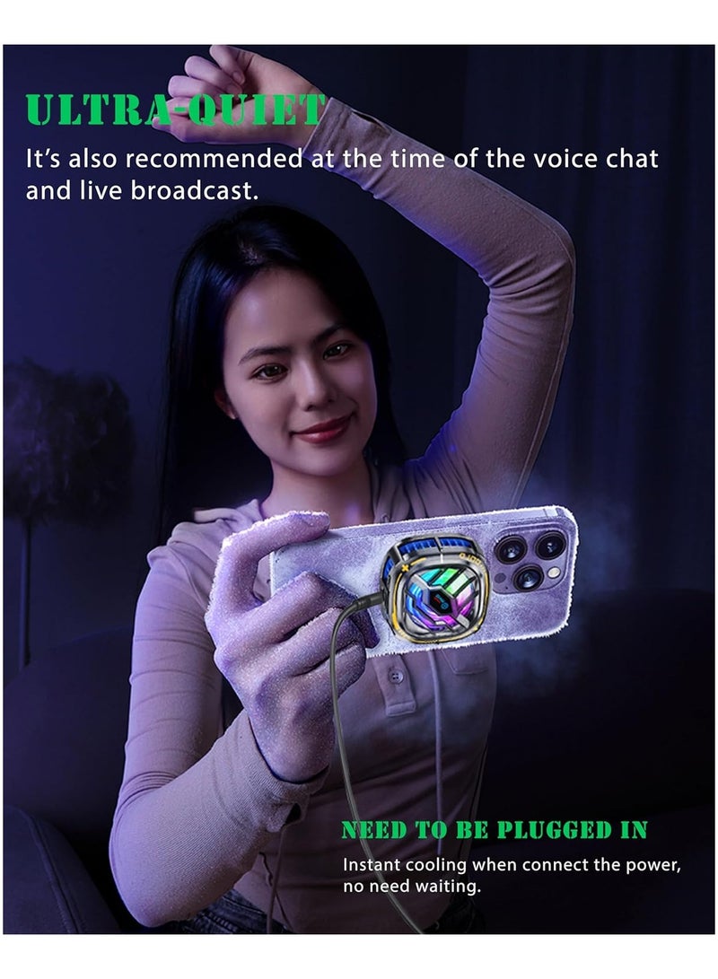 general RGB Mobile Phone Cooling Fan Portable Lightweight Mobile Phone Cooling Fan with Temperature Display for Mobile Games, Tiktok Live Streaming - Image 4